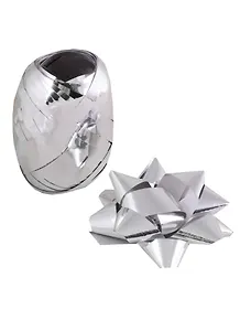 Набор для упаковки "Белый металлик" бант, лента (10м)