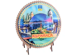 Панно 4-х слойное Мурманск  Достопримечательности города вид 1 (7,5,8х 7,5 см.) (хдф) 2989859