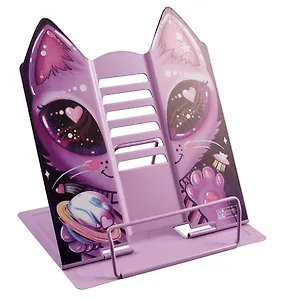 Подставка для книг/учебников "КОТ" фиолетовая, металл., фигурная вырубка