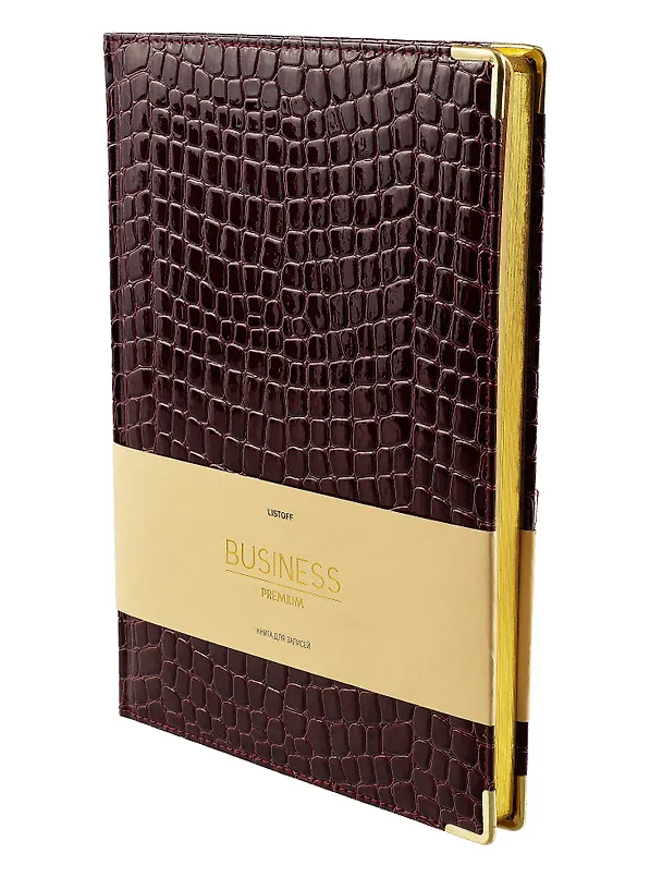 Книга для записей А4 100л кл. "BUSINESS PREMIUM. Iguana (бордо)" иск.кожа, поролон, мет.уголки, тонир.блок. зол.торец, 2 ляссе, инд.уп. 3006222 — 2