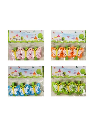 Набор из 3-х прищепок Бабочки с круглыми крыльями (11070000) (4 цвета) (пак. с хедер.) 2475858