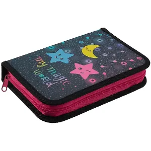 Пенал школьный 1отд. "Космос" 21*14см, молния, откидной клапан