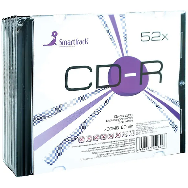 CD-R SmartTrack 700Mb 80min 52X slim 303229 — 1
