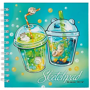 Скетчбук 195*195 80л "Летнее настроение" белый офсет, 100г/м2, тв.обложка, гребень