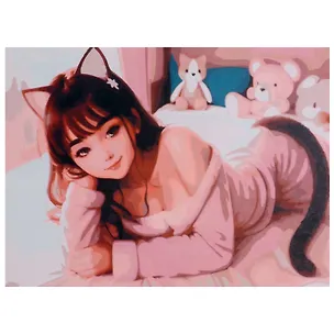 Холст с красками по номерам "Девушка с ушками", 30 х 40 см 3011776