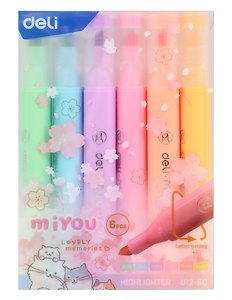 Текстовыделители 06цв "MiYou" скош. наконечник, 1-5мм, Deli