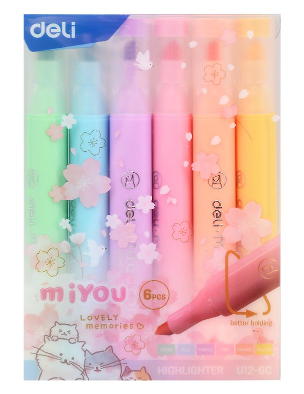 Текстовыделители 06цв "MiYou" скош. наконечник, 1-5мм, Deli 3170173 — 1