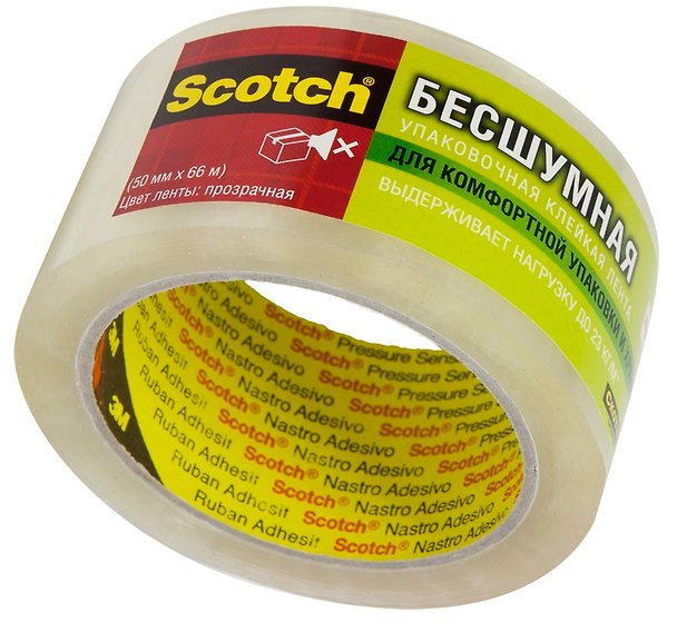 Лента клейкая бесшумная, 50 мм х 66 м, Scotch 3M 222559 — 1