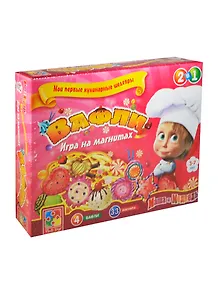 Игр. набор на магнитах (2в1) Мои пер. кулинар. шедевры Вафли (VT1504-19) (33 магнита) (4 вафли) (Маша и Медведь) (3-7л.) (коробка)
