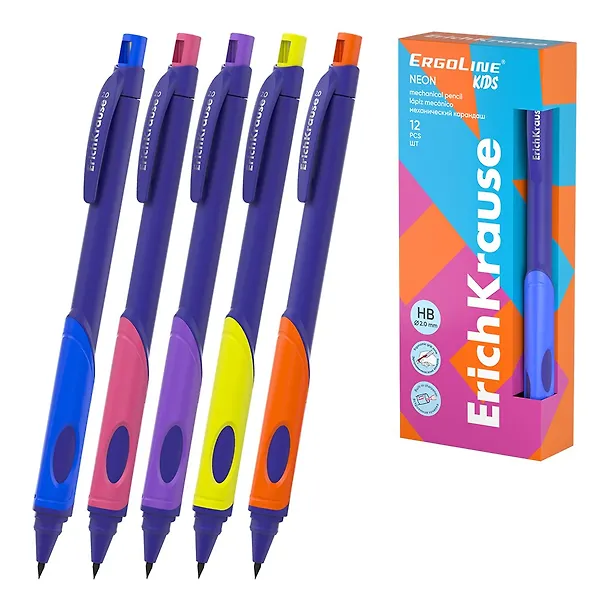 Карандаш механический 2,0мм "ErgoLine Kids Neon" НВ, Erich Krause 3103337 — 3