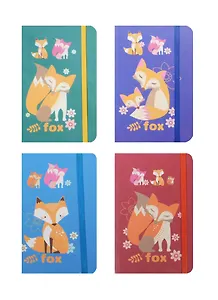 Записная книжка А6 96л "Лиса" карт.обл, на резинке, ассорти