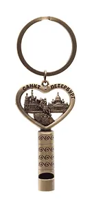 Брелок сердце свисток СПб.Коллаж Медный, цв.бронза