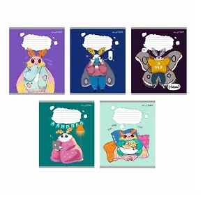 Тетрадь 24л кл. "Привет, я Моль!" мел.картон, офсет 60г/м2, поля, ассорти 3070073