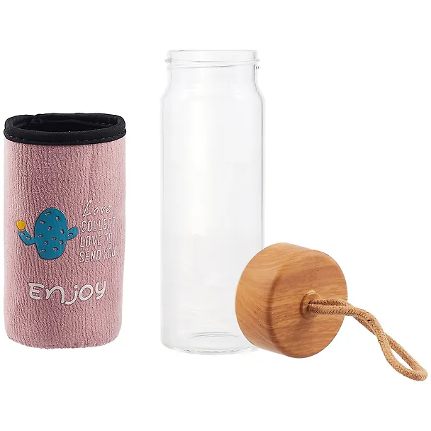 Бутылка в чехле велюр Кактус enjoy (стекло) (300мл) (12-07229-RB23DC087) 2767590 — 2