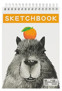 Скетчбук А5 60л "Капибара" гребень, белый офсет, 120г/м2