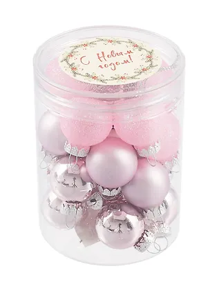 Набор елочных мини-шариков (розовые) (15шт) (пластик) (ПВХ бокс) (12-08621-N25) 3047337