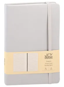 Книга для записей А5 96л лин. "Joy Book. Серый мрамор" иск.кожа, тонир.блок, скругл.углы, ляссе, резинка, карман на задн.форзаце