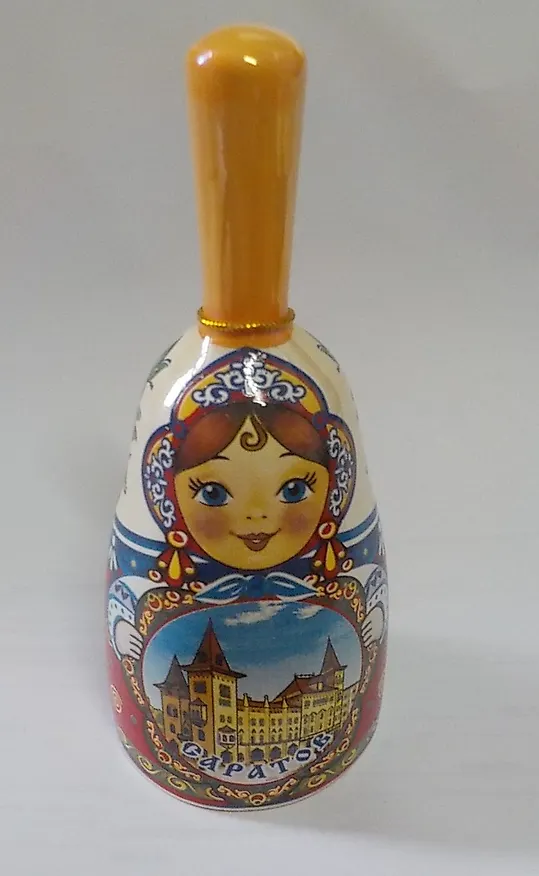 Колокольчик фарфоровый Матрешка средняя с ручкой (00150) 2525118 — 1