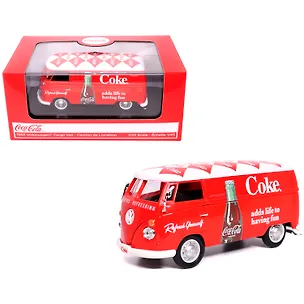 432202 Машинка литая коллекционная Motor City Classics - Die-сast модель по лицензии Coca-Cola 1962 Volkswagen Cargo Van, масштаб 1:43 3170870