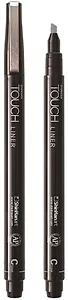 Ручка капиллярная  TOUCH Liner серый холодный, наконечник долото, TOUCH