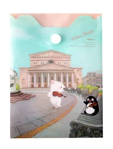 Папка-конверт А6 на кнопке Москва "Большой театр", вертикальный, пластик, Comix