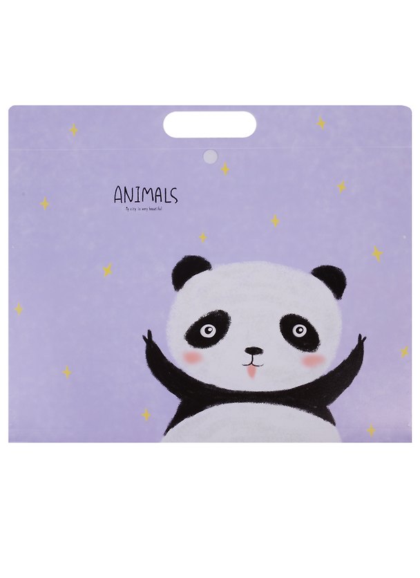Папка -портфель пластиковый на кнопке «Animals» А4, 6 отделений, с вырубной ручкой 245149 — 1