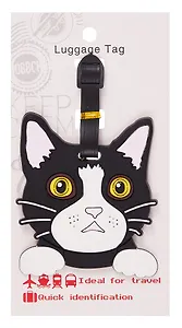 Багажная бирка на чемодан Котик черный (ПВХ) (9х9) (12-7348-Z2)