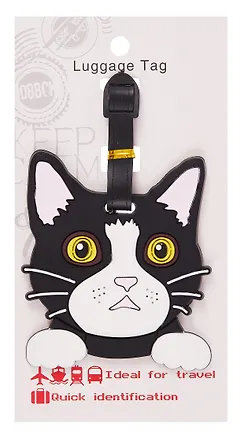 Багажная бирка на чемодан Котик черный (ПВХ) (9х9) (12-7348-Z2) 3089986