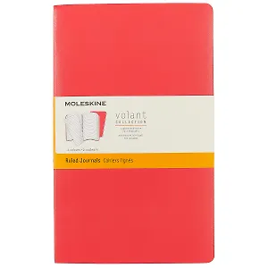 Набор книг для записей Moleskin Volant Large, 2 штуки, мягкая обложка, красные, 48 листов, А5