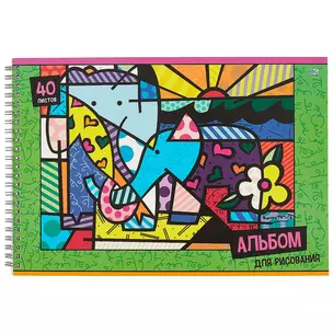 Альбом для рисования BG, Romero Britto, А4, 40 листов, на евроспирали, в ассортименте — 246409 — 1