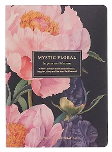 Тетрадь 40 листов в клетку "Blossom. Peonies on black", сшивка