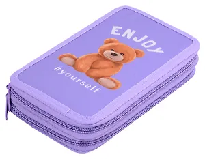 Пенал 2отд. "Мишка на сиреневом" 19*11, молния, полиэстер