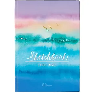 Скетчбук А5 80л "Закат в лесу" тонир. салатов. блок, 80 г/м2, твердая обложка