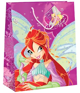 Пакет подарочный бумажный А5 17,8*23*9,8см NEW, глиттер, WINX