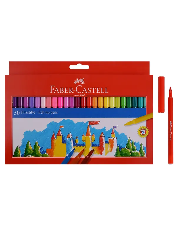 Фломастеры 50 цветов "Замок", Faber-Castell 247796 — 1