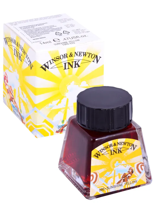 Тушь художественная Winsor&Newton, 14 мл, солнечно-желтая 261831 — 1