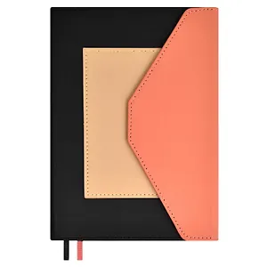 Ежедневник недат. А5 160л "Руффо" чёрный, розовый, бежевый, иск.кожа, тв.переплет, офсет, ляссе