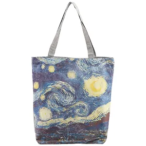 Сумка-шоппер на молнии Ван Гог Звездная ночь 38*35см (текстиль, флис)