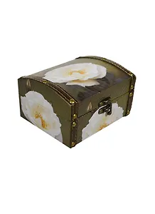 Шкатулка-сундучок дерево и искусственная кожа Чайная роза (13,5х15х9) (175248)