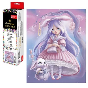 Набор для творчества. Алмазная мозаика Phoenix plus "Девочка с зайкой", 20 х 25 см