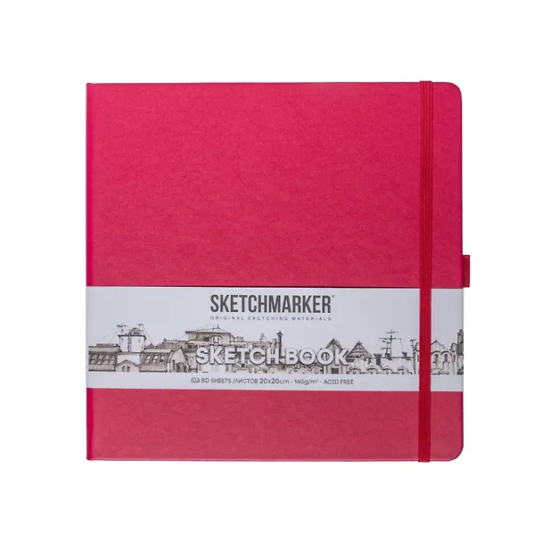Скетчбук 20*20 80л "Sketchmarker" маджента, 140г/м2, слоновая кость, тв.обл. 3012384 — 1