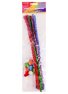 Набор для творчества deVENTE пушистые помпоны 20 мм с блестками - 10 шт ассорти цветов, в пласт. пакете с блистерным подвесом