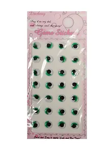 Наклейки глазки бегающие с ресничками, 28 шт, 0.8 см, зелёные