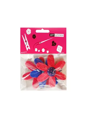 Набор из цветов с пуговицами фетр (6069-7) (3шт) (упаковка/хедер) 2427464