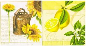 Наб. салф. для декупажа Лейка и подсолнухи/Лимоны на желтом (4845/5096) (2шт)