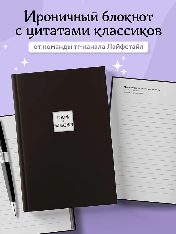 Книга для записей А5 64л лин. "Блокнот с иронией (дневники писателей)" с 3D стикерами 3084860 — 4