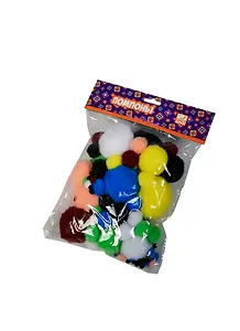 ACTION! Fancy Помпоны Микс 74шт d=60/40/20/10/5мм в блистер. FD030030