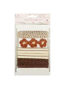 Набор для ручн. творч. (R878) (шнур/9,14м+цветок/3шт+тесьма/2в.х1,83м) (коричневый) (Рукоделие) (упаковка)