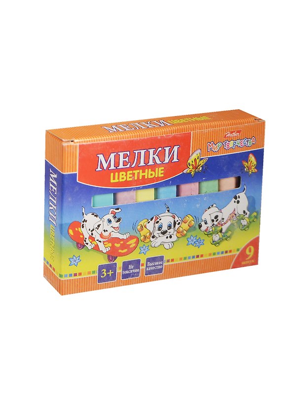 Мелки цветные 09цв "Далматинцы", к/к, Хатбер 235696 — 1