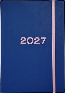 Ежедневник дат. 2027г. А5 176л 140*200 "Color" синий, иск.кожа, тв.переплет, резинка, кармашек, 2 ляссе, шелкография